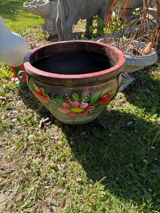 Large Painted Terracotta Pot