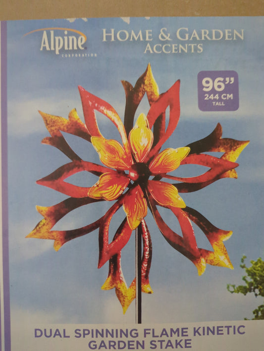 Dual Spinning Flame Kinetic Garden Stake