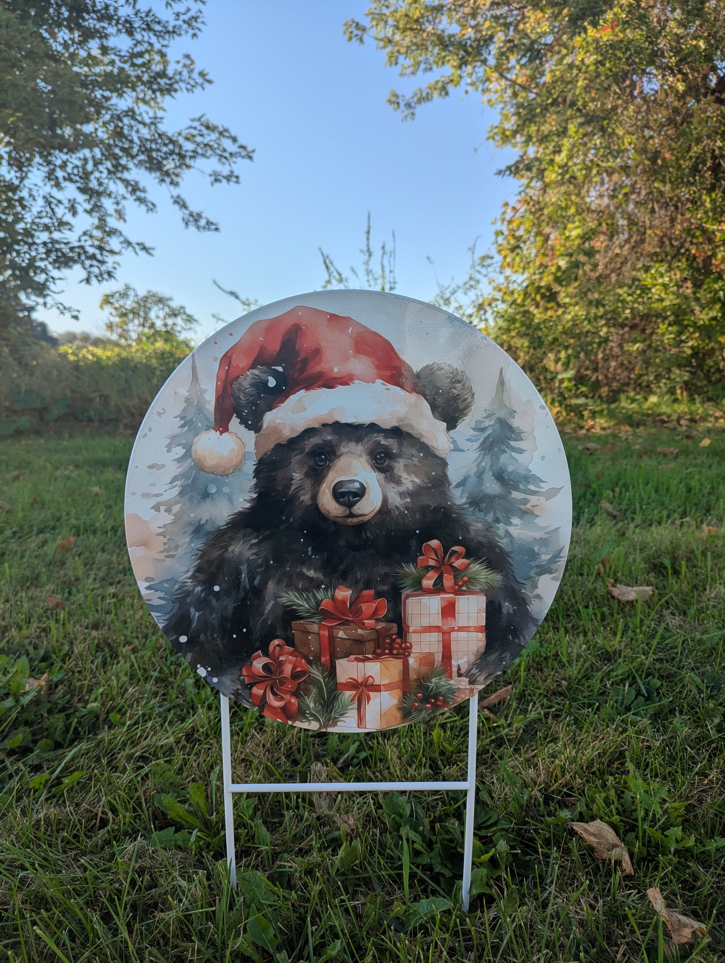 Round Metal Christmas Bear