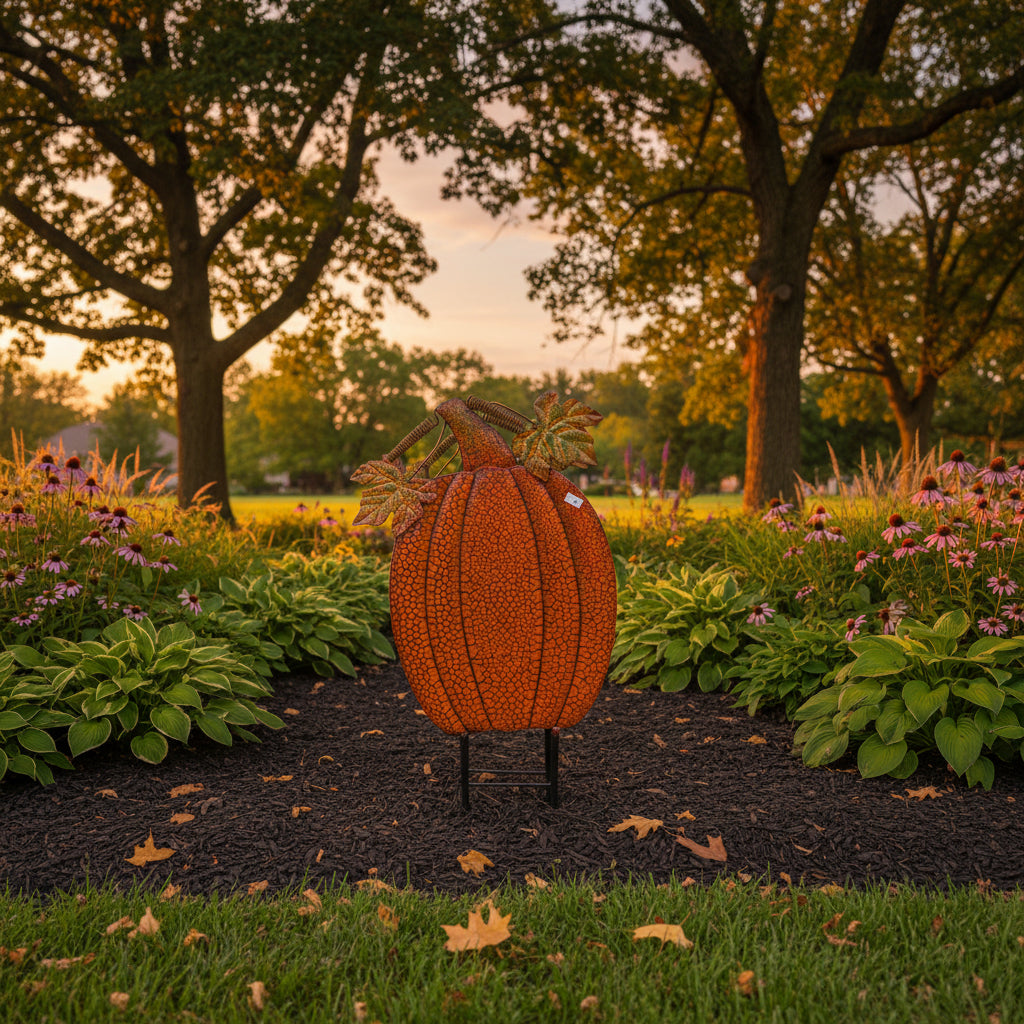 Textured Pumpkin with Leaves